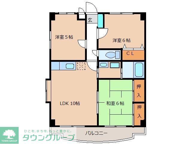 カームプレイスII(3LDK/2階)の間取り写真