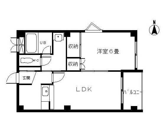 メゾン南手城(1LDK/2階)の間取り写真