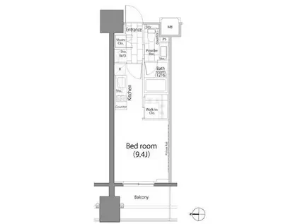 パークハビオ平河町(ワンルーム/14階)の間取り写真