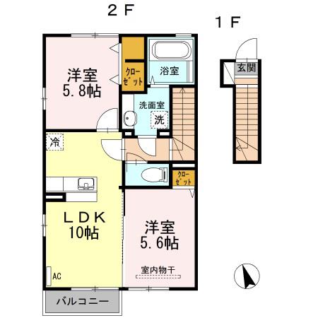D-ROOM中山(2LDK/2階)の間取り写真