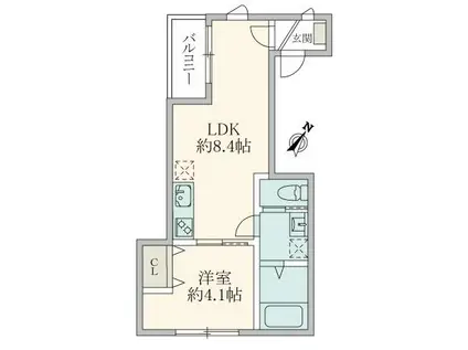 六本木ルガロ(1LDK/3階)の間取り写真