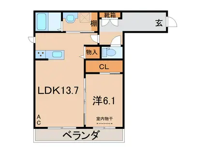 GRIT南町(1LDK/1階)の間取り写真