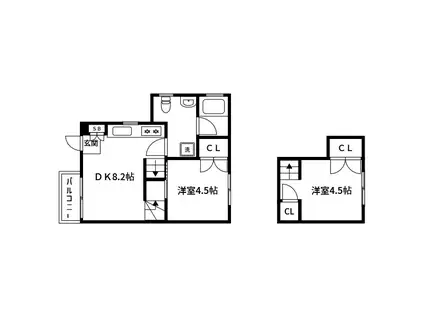 ヴィジャ・グランデ(2DK/B1階)の間取り写真