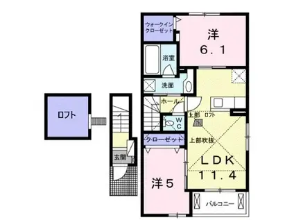 クラール・エフII(2LDK/2階)の間取り写真