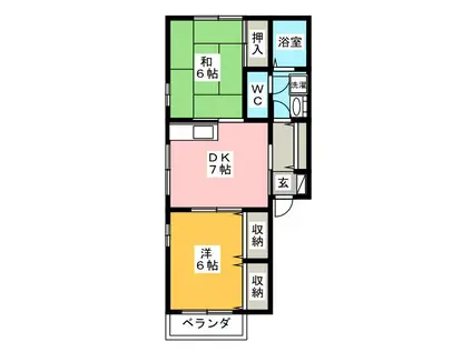 第2芝西フローラ(2DK/2階)の間取り写真