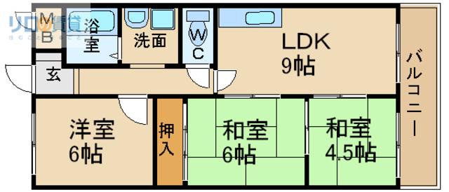 ひよハイツ(3LDK/3階)の間取り写真
