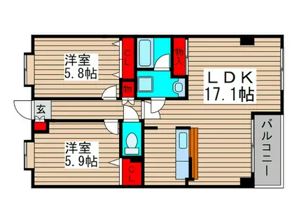 ヌーベルバーグ常盤平(2LDK/7階)の間取り写真