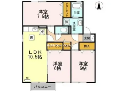 ルミエール C棟(3LDK/1階)の間取り写真