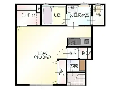 D-BOX上小松(ワンルーム/1階)の間取り写真
