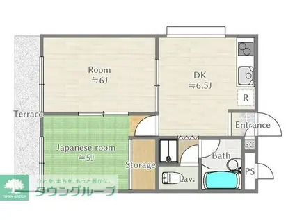 煉瓦館53(2DK/1階)の間取り写真