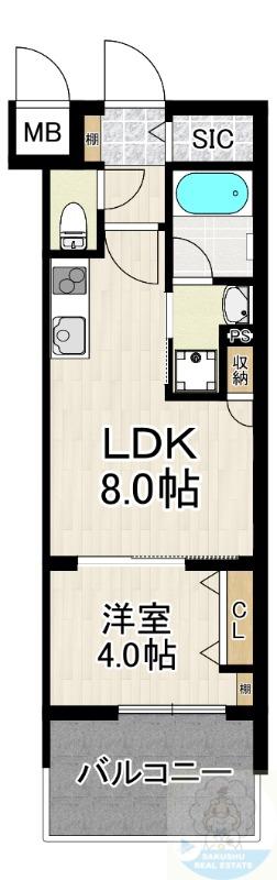 サンロージュ大分駅前(1LDK/9階)の間取り写真