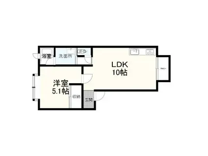 FROM T(1LDK/2階)の間取り写真