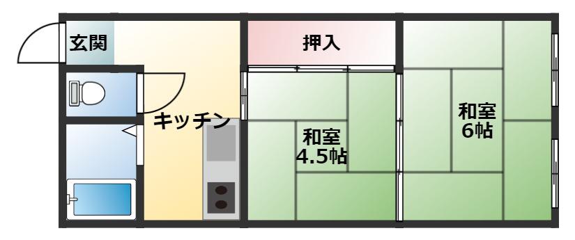 エクセレント老原B棟(2K/2階)の間取り写真