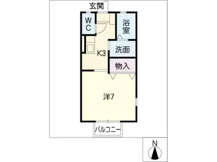 パークアベニュー21(1K/2階)の間取り写真
