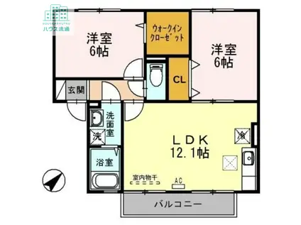 ウィルモア原口B(2LDK/1階)の間取り写真