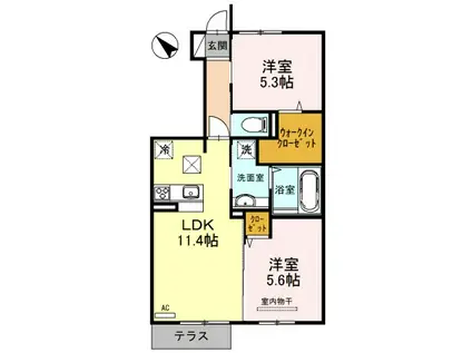 近江鉄道本線 水口石橋駅 徒歩8分 2階建 築11年(2LDK/1階)の間取り写真