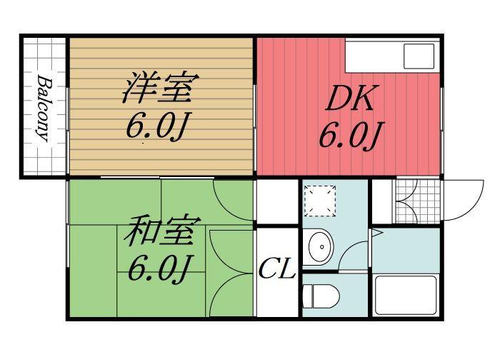 O-TIASI(2DK/1階)の間取り写真