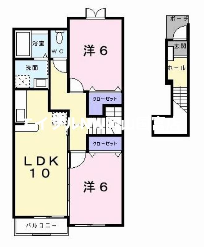 ベルメゾンA(2LDK/2階)の間取り写真