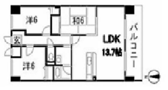 ハイコーポ南千田(3LDK/8階)の間取り写真