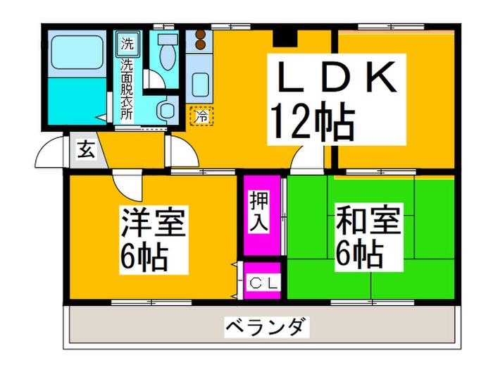 コモド野麿(2LDK/2階)の間取り写真