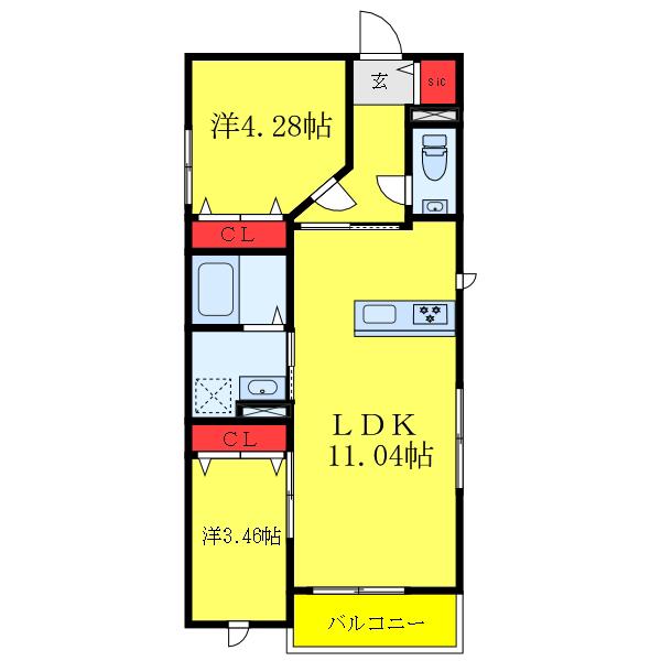アーツ駒込(2LDK/2階)の間取り写真
