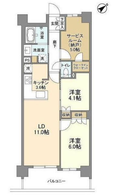 ARK CITY船堀(2SLDK/4階)の間取り写真
