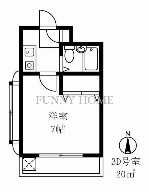 ラポア杉本(1K/3階)の間取り写真