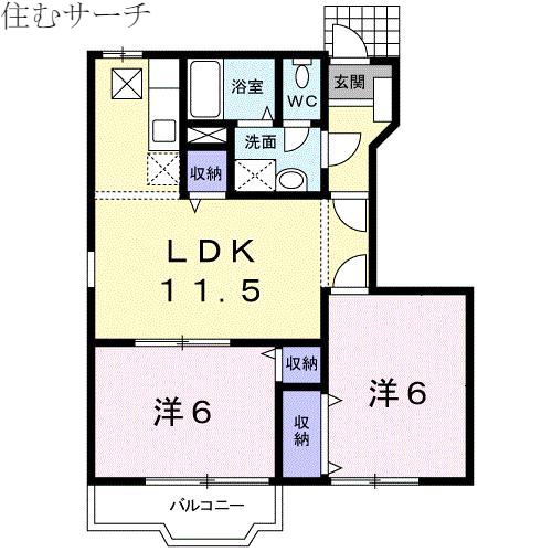 シャト-ブランII(2LDK/1階)の間取り写真