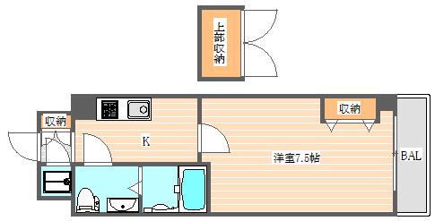 NO.67 BENEFIT 21 博多(1K/11階)の間取り写真