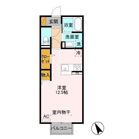 ロイヤルリッチヒル A(ワンルーム/2階)の間取り写真
