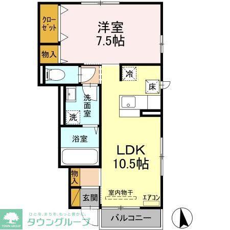ボヌール新松戸A棟(1LDK/1階)の間取り写真