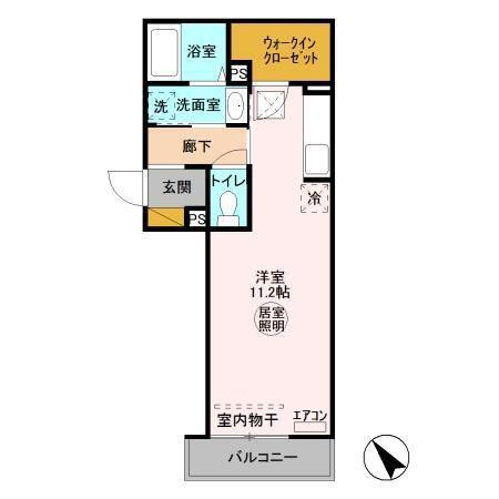 セジュールホンダB棟(ワンルーム/1階)の間取り写真