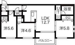 コローレN32 ウエスト (3LDK/5階)の間取り写真