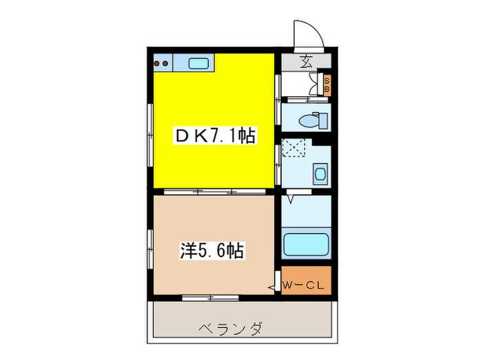 グランドソレイユVI(1DK/2階)の間取り写真