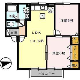 メゾンシャルム木太A(2LDK/1階)の間取り写真