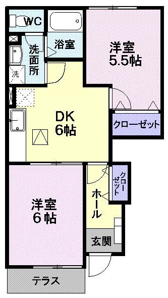 プリマベーラ(2DK/1階)の間取り写真