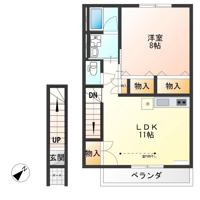 メルパルクハイツ(1LDK/2階)の間取り写真