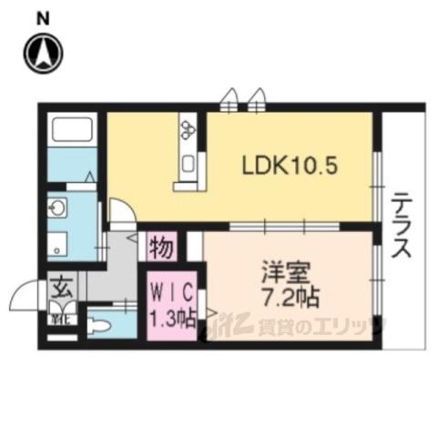 ヘーベルメゾン洛南(1LDK/1階)の間取り写真
