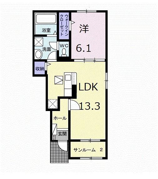 パレス ハンド II(1LDK/1階)の間取り写真