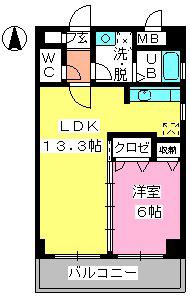 ベイシック大名(1LDK/5階)の間取り写真