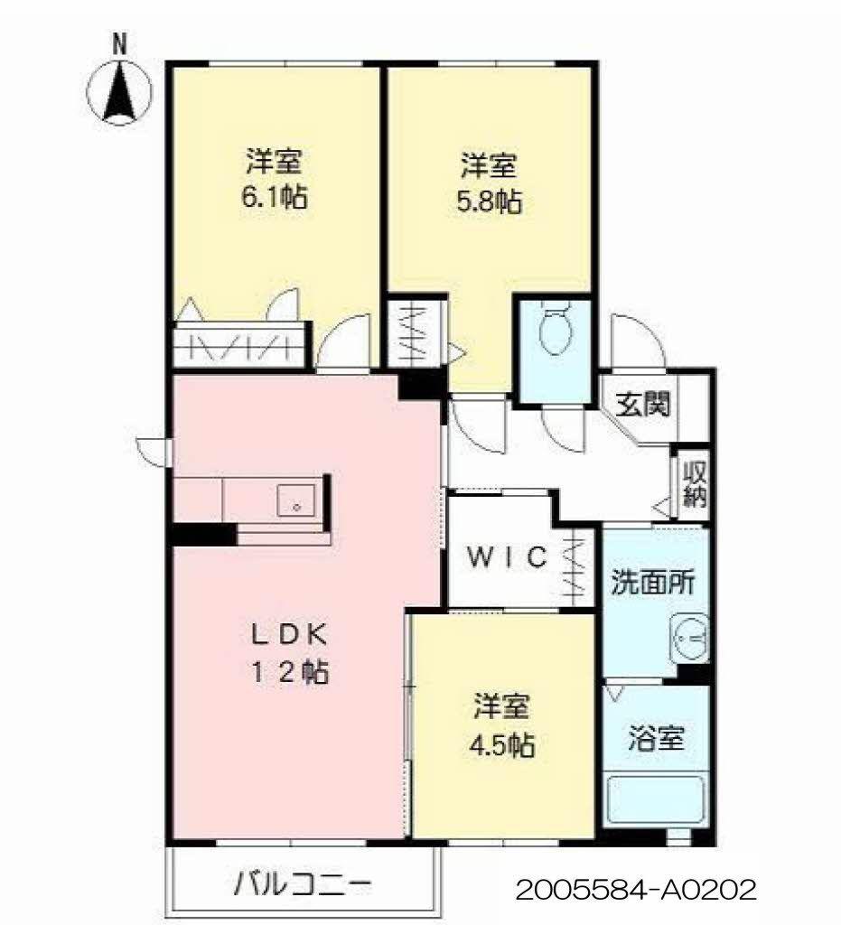 アンビシヨン A棟(3LDK/2階)の間取り写真