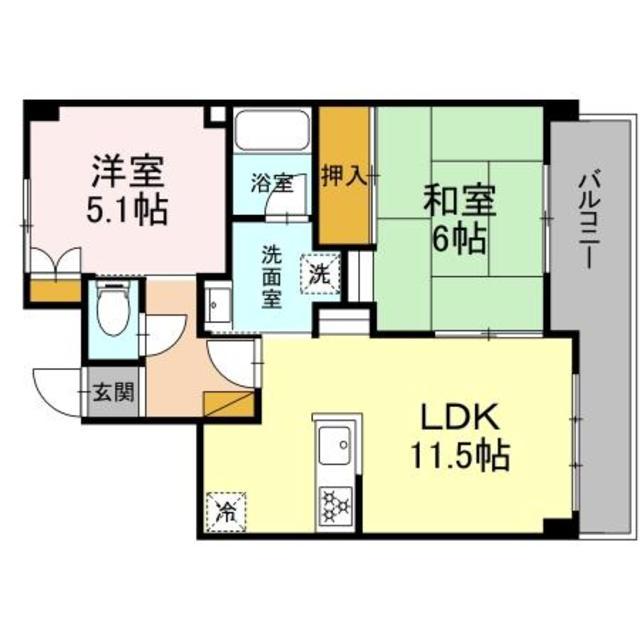 フジ・ヴェール毘沙門堂(2LDK/4階)の間取り写真