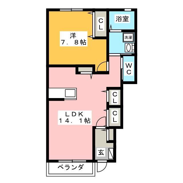 グランエスペランサ・ダイアD(1LDK/2階)の間取り写真