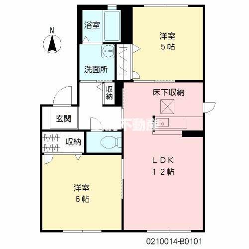 メゾン蓮ロータスB棟(2LDK/1階)の間取り写真