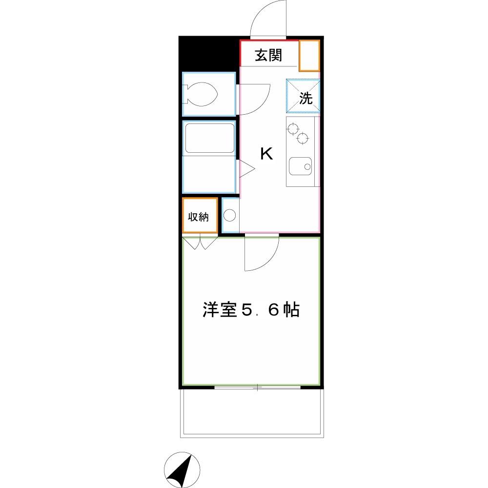 ゼルコバハイツ(1K/1階)の間取り写真