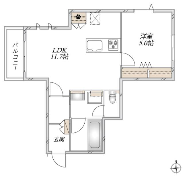 ラ・ヴィータ(1LDK/3階)の間取り写真