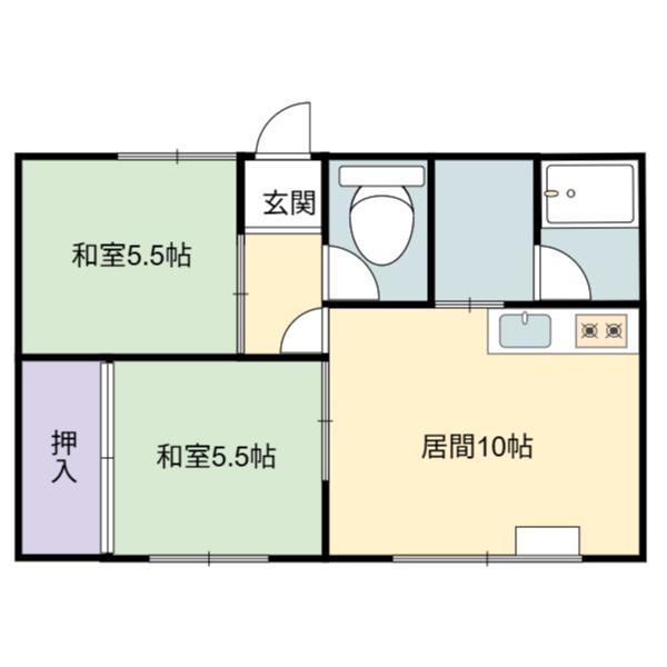 品地ハイツ第2(2LDK/2階)の間取り写真
