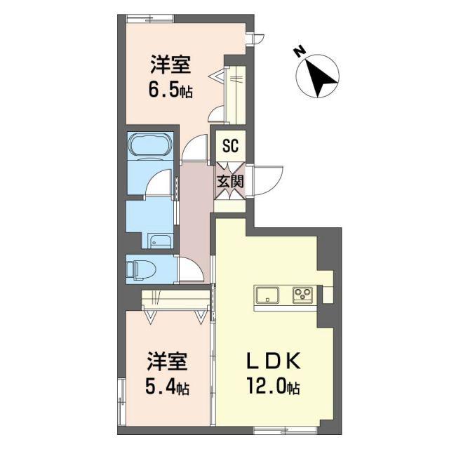 JR横須賀線 逗子駅 徒歩8分 3階建 築1年(2LDK/1階)の間取り写真