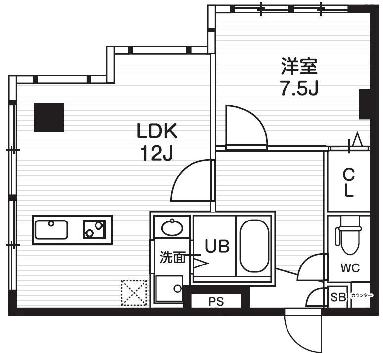 ティーズガーデン都筑ふれあいの丘2(1LDK/1階)の間取り写真