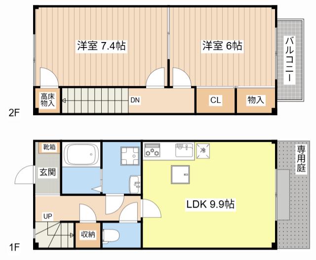 TWIN OAKS A(2LDK/1階)の間取り写真